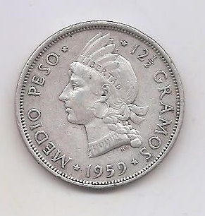 REPUBLICA DOMINICANA DEL AÑO 1959 DE 1/2 PESO
