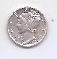 ESTADOS UNIDOS DEL AÑO 1945 DE 1 DIME