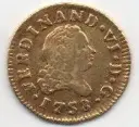 ESPAÑA FERNANDO VI DEL AÑO 1758 DE 1/2 ESCUDO