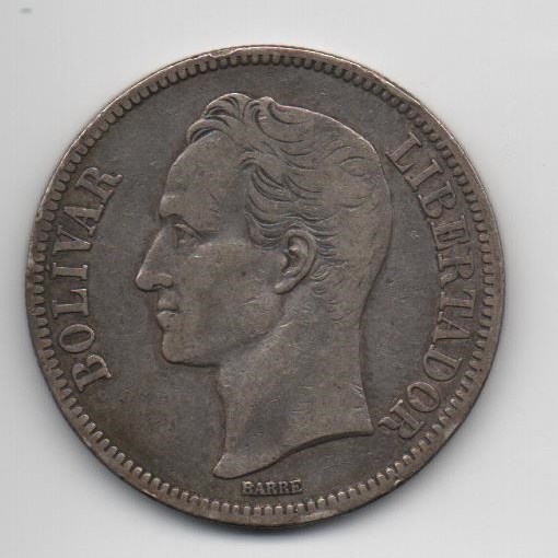 VENEZUELA DEL AÑO 1921 DE 5 BOLIVARES