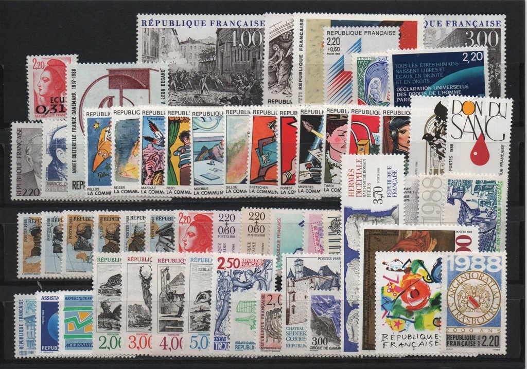 AÑO 1988 COMPLETO SELLOS FRANCIA