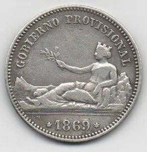 G. PROVISIONAL DEL AÑO 1869 DE 1 PESETA