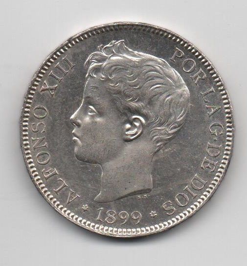 ALFONSO XIII DEL AÑO 1899 *99 DE 5 PESETAS