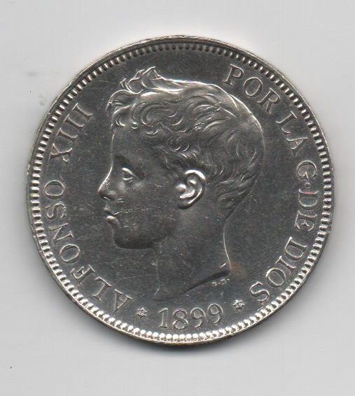 ALFONSO XIII DEL AÑO 1899 *99 DE 5 PESETAS