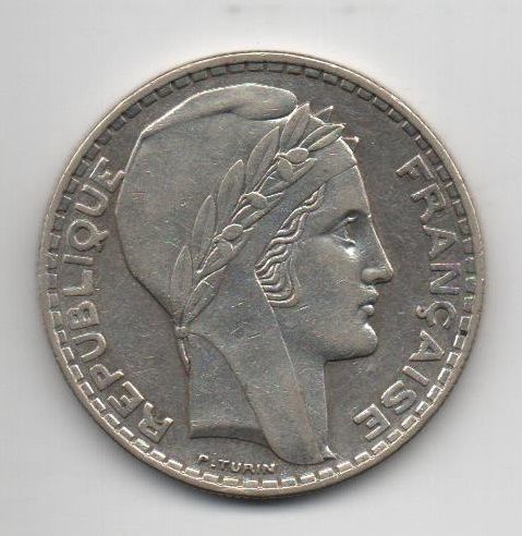 FRANCIA DEL AÑO 1937 DE 20 FRANCOS