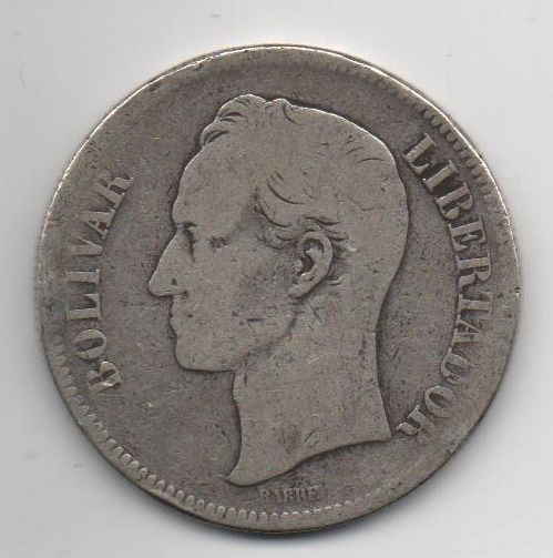 VENEZUELA DEL AÑO 1886 DE 5 BOLIVARES
