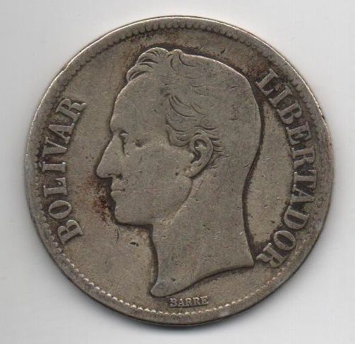 VENEZUELA DEL AÑO 1919 DE 5 BOLIVARES