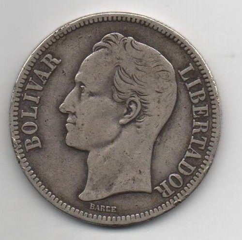 VENEZUELA DEL AÑO 1921 DE 5 BOLIVARES