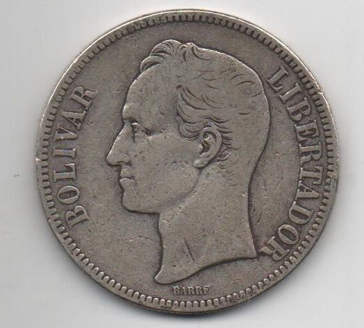 VENEZUELA DEL AÑO 1905 DE 5 BOLIVARES