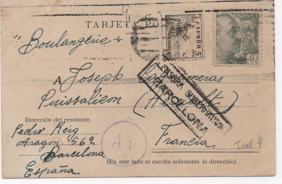 ESPAÑA POSTAL Nº 40 T. POSTAL SELLO FRANCO DE 40 CENTIMOS