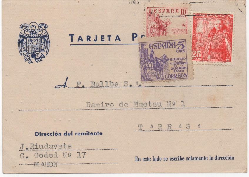 ESPAÑA POSTAL Nº 48 T. POSTAL SELLO FRANCO DE 25 CENTIMOS Y CID