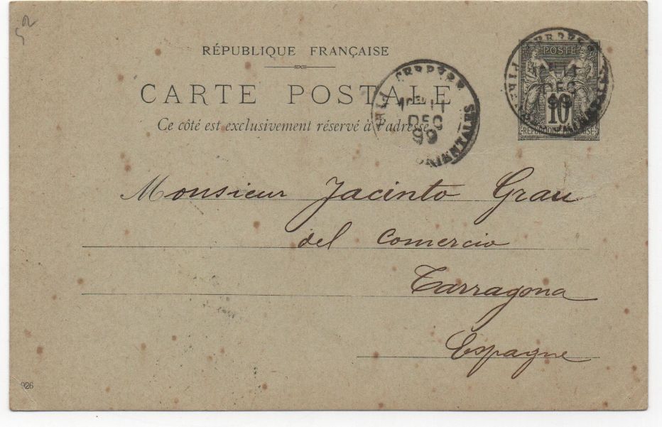 FRANCIA POSTAL N-3 SELLO GRIS
