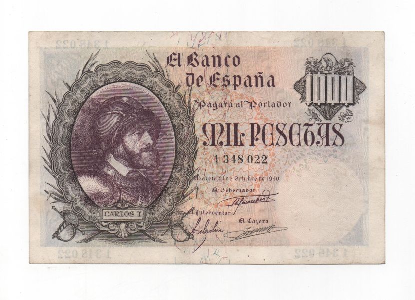 ESTADO ESPAÑOL AÑO 1940 (21/10) DE 1000 PESETAS
