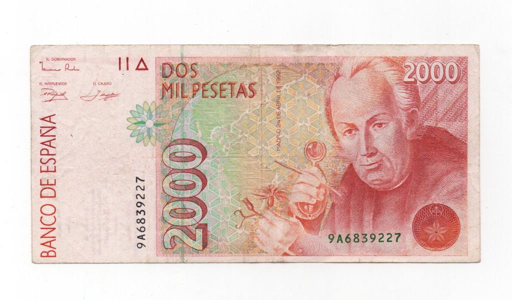 REINADO JUAN CARLOS I AÑO 1992 (24/04) DE 2000 PESETAS