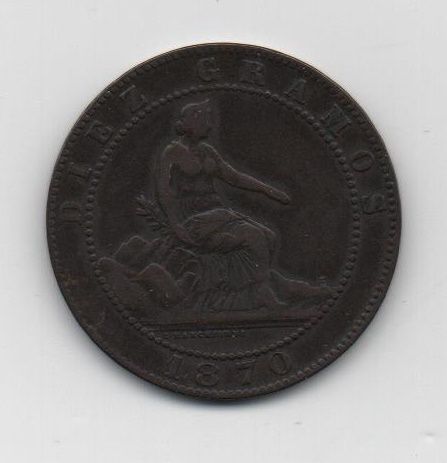 G. PROVISIONAL DEL AÑO 1870 DE 10 CENTIMOS