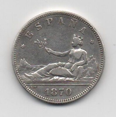 G. PROVISIONAL DEL AÑO 1870 *74 DE 2 PESETAS