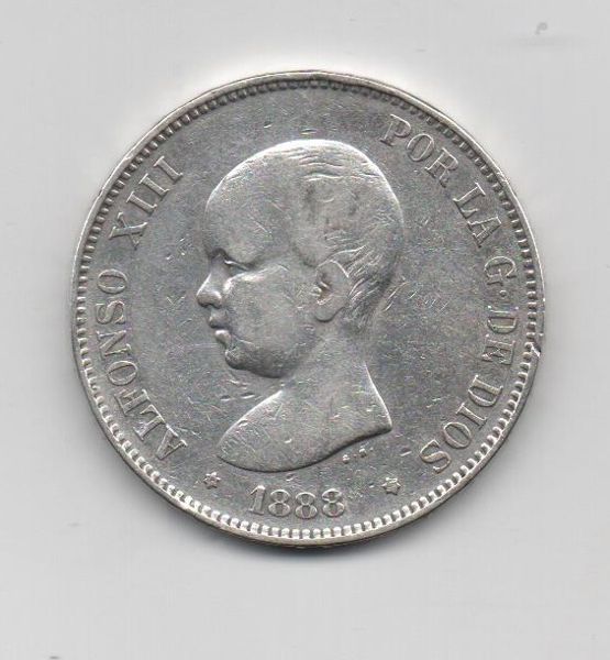 ALFONSO XIII DEL AÑO 1888 *88 DE 5 PESETAS