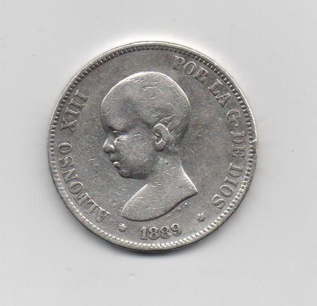 ALFONSO XIII DEL AÑO 1889 *89 DE 5 PESETAS