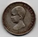 ALFONSO XIII DEL AÑO 1891 *91 DE 5 PESETAS