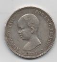 ALFONSO XIII DEL AÑO 1892 DE 5 PESETAS