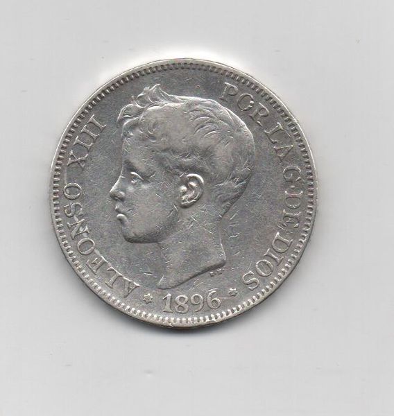ALFONSO XIII DEL AÑO 1896 *96 DE 5 PESETAS