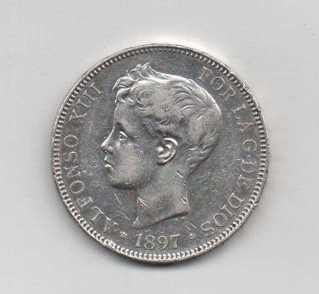 ALFONSO XIII DEL AÑO 1897 *97 DE 5 PESETAS