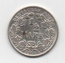 ALEMANIA IMPERIO DEL AÑO 1906 LETRA D DE 1/2 MARCO