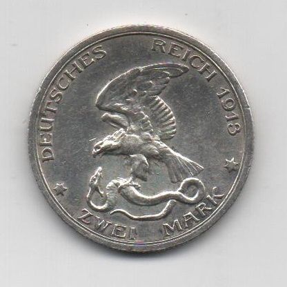 ALEMANIA IMPERIO DEL AÑO 1913 DE 2 MARCOS