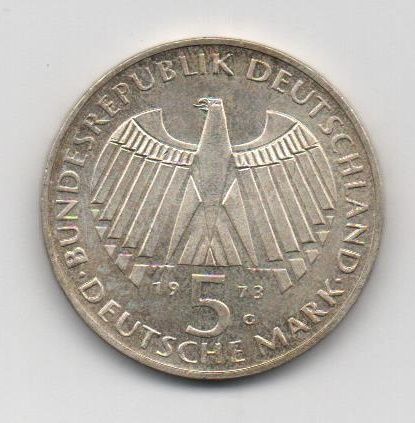 ALEMANIA FEDERAL DEL AÑO 1973 LETRA G DE 5 MARCOS