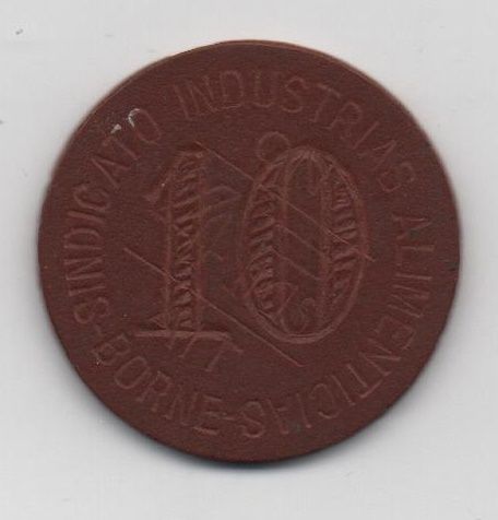 ESPAÑA II REPÚBLICA COLECTIVIDAD BORNE SINDICATO INDUSTRIAL DE 10 PESETAS