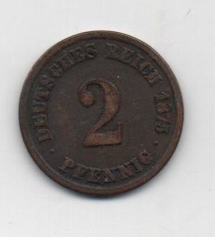 ALEMANIA IMPERIO DEL AÑO 1875 LETRA A DE 2 PFENNIG