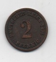 ALEMANIA IMPERIO DEL AÑO 1875 LETRA D DE 2 PFENNIG