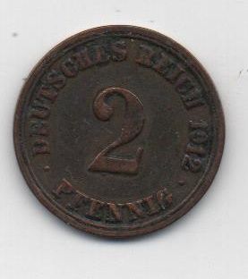 ALEMANIA IMPERIO DEL AÑO 1912 LETRA A DE 2 PFENNIG