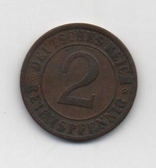 ALEMANIA IMPERIO REPUBLICA WEIMAR DEL AÑO 1924 LETRA E DE 2 REICHSPFENNIG