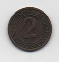ALEMANIA DEL AÑO 1936 IMPERIO REPUBLICA WEIMAR LETRA D DE 2 REICHSPFENNIG