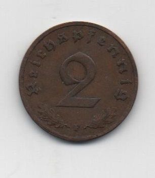 ALEMANIA REICH DEL AÑO 1937 LETRA F DE 2 REICHSPFENNIG