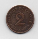 ALEMANIA REICH DEL AÑO 1940 LETRA A DE 2 REICHSPFENNIG