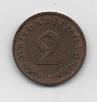 ALEMANIA REICH DEL AÑO 1940 LETRA D DE 2 REICHSPFENNIG