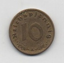 ALEMANIA REICH DEL AÑO 1938 LETRA A DE 10 REICHPFENNIG