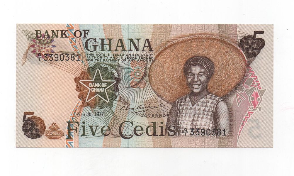 GHANA DEL AÑO 1977 DE 5 CEDIS