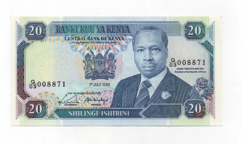 KENIA DEL AÑO 1989 DE 20 SHILLINGS