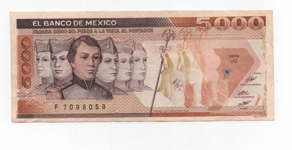 MEXICO DEL AÑO 1987 DE 5000 PESOS