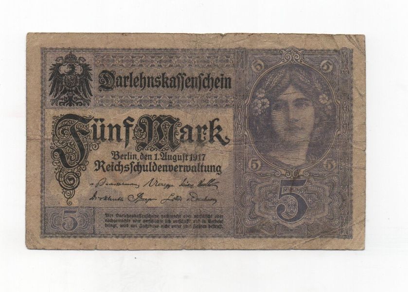 ALEMANIA DEL AÑO 1917 DE 5 MARCOS