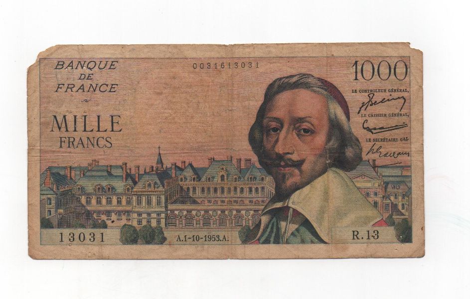 FRANCIA DEL AÑO 1953 DE 1000 FRANCOS