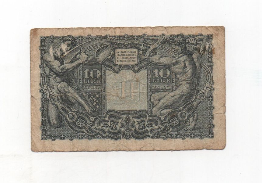 ITALIA DEL AÑO 1944 DE 10 LIRAS
