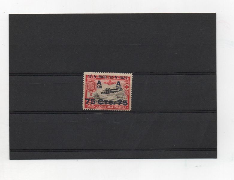 ESPAÑA DEL AÑO 1927 Nº 390 SUELTO ANIV. JURA CONSTITUCIÓN POR ALFONSO XIII HABILITADO AEREO **