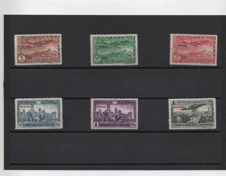 ESPAÑA DEL AÑO 1931 Nº 630/635 SELLOS CON HABILITACION "OFICIAL" AEREOS **