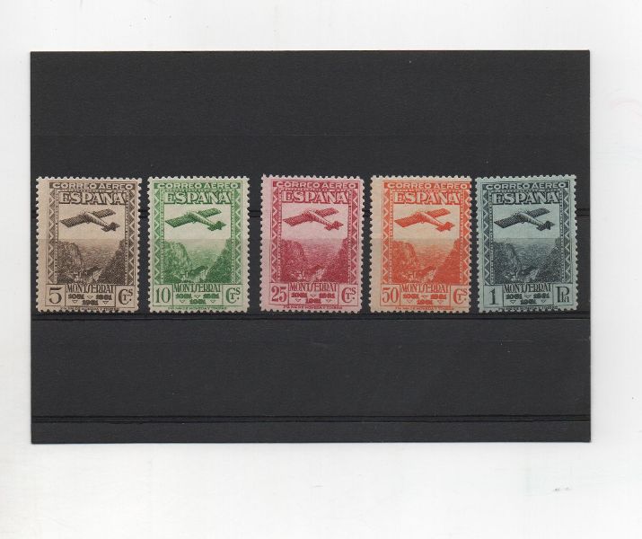 ESPAÑA DEL AÑO 1931 Nº 650/654 XI CENTENARIO DE LA FUNDACION DEL MONASTERIO DE MONTSERRAT **