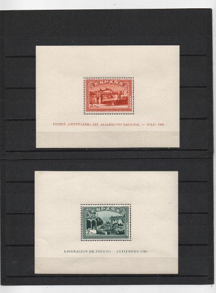 ESTADO ESPAÑOL (FRANCO) DEL AÑO 1937 Nº 836/837** HOJA BLOQUE I ANIV. DEL LANZAMIENTO NACIONAL
