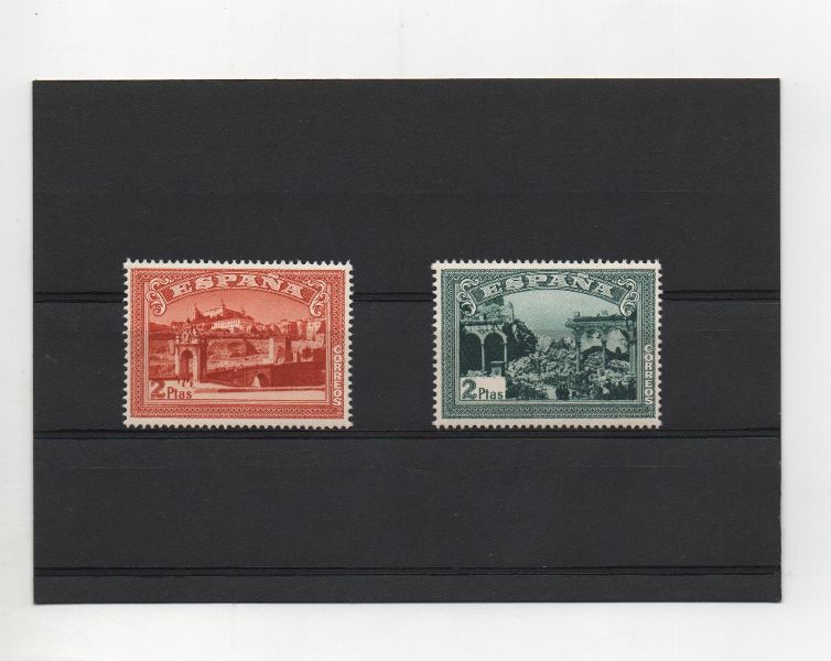 ESTADO ESPAÑOL (FRANCO) DEL AÑO 1937 Nº SH836/SH837** SELLOS PROCEDENTES DE H.B. I ANIV. ALZAMIENTO NACIONAL